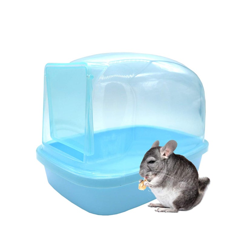 kathson Dwarf Hamster Bathroom, Chinchilla Sauna Room Plastic Sand Bath House Ideal for Gerbils, Hedgehog, Squirrel and Other Small Animals (Blue) - Image 1